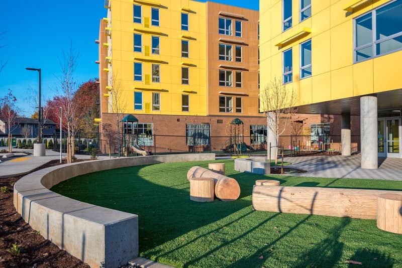 Building exterior at 459 Rock Apartments in Gresham, Oregon